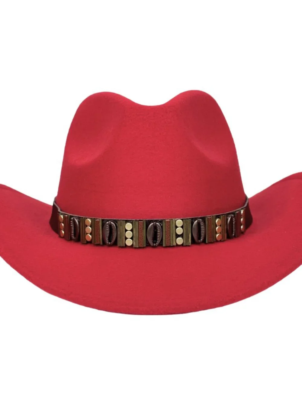 Red Western Cowboy Hat Wide Brim Ranch Rodeo Cowgirl Festival Boho Costume Hat